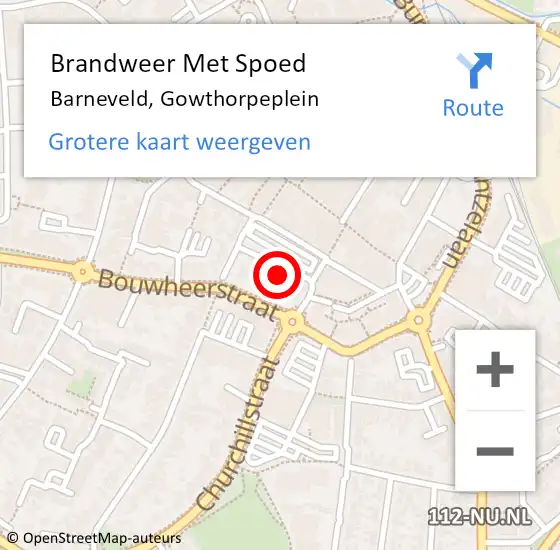 Locatie op kaart van de 112 melding: Brandweer Met Spoed Naar Barneveld, Gowthorpeplein op 1 november 2021 20:41