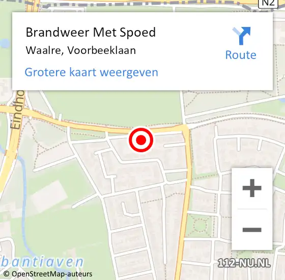 Locatie op kaart van de 112 melding: Brandweer Met Spoed Naar Waalre, Voorbeeklaan op 1 november 2021 20:42