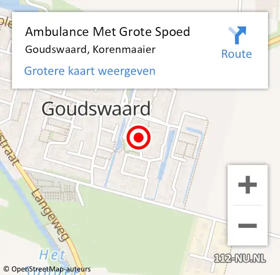 Locatie op kaart van de 112 melding: Ambulance Met Grote Spoed Naar Goudswaard, Korenmaaier op 1 november 2021 20:59