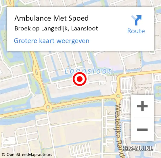 Locatie op kaart van de 112 melding: Ambulance Met Spoed Naar Broek op Langedijk, Laansloot op 1 november 2021 21:02