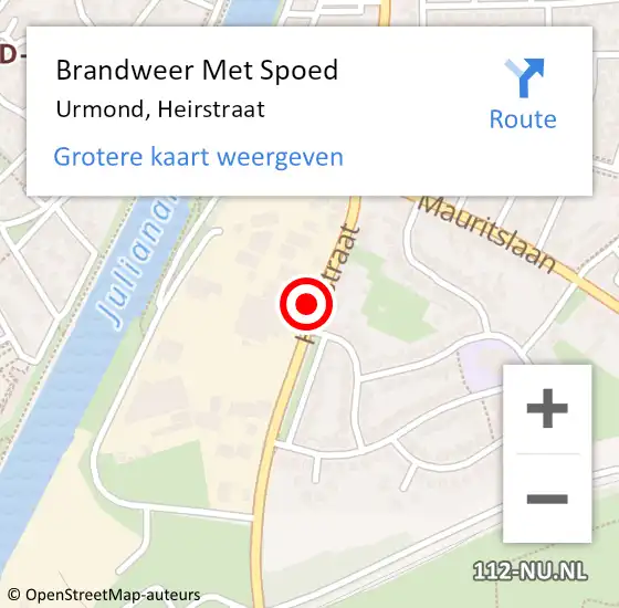 Locatie op kaart van de 112 melding: Brandweer Met Spoed Naar Urmond, Heirstraat op 1 november 2021 21:06