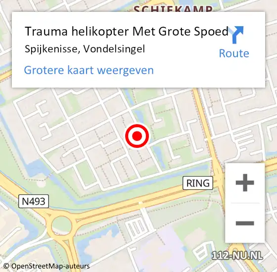 Locatie op kaart van de 112 melding: Trauma helikopter Met Grote Spoed Naar Spijkenisse, Vondelsingel op 1 november 2021 21:14