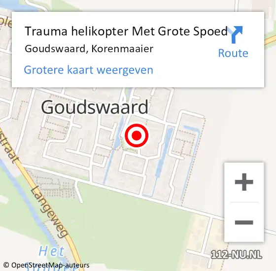 Locatie op kaart van de 112 melding: Trauma helikopter Met Grote Spoed Naar Goudswaard, Korenmaaier op 1 november 2021 21:39