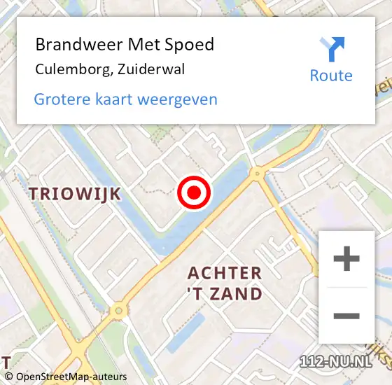 Locatie op kaart van de 112 melding: Brandweer Met Spoed Naar Culemborg, Zuiderwal op 1 november 2021 21:47