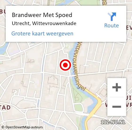 Locatie op kaart van de 112 melding: Brandweer Met Spoed Naar Utrecht, Wittevrouwenkade op 1 november 2021 21:50
