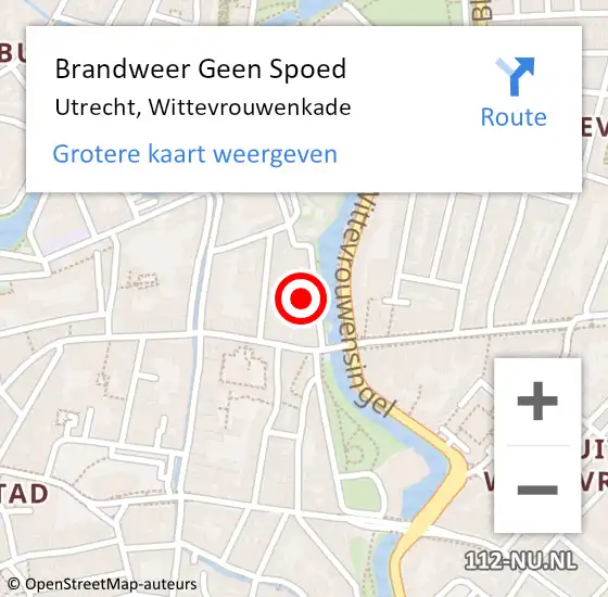 Locatie op kaart van de 112 melding: Brandweer Geen Spoed Naar Utrecht, Wittevrouwenkade op 1 november 2021 21:50