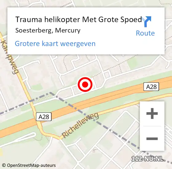 Locatie op kaart van de 112 melding: Trauma helikopter Met Grote Spoed Naar Soesterberg, Mercury op 1 november 2021 21:51