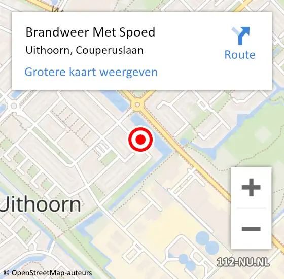 Locatie op kaart van de 112 melding: Brandweer Met Spoed Naar Uithoorn, Couperuslaan op 1 november 2021 22:20