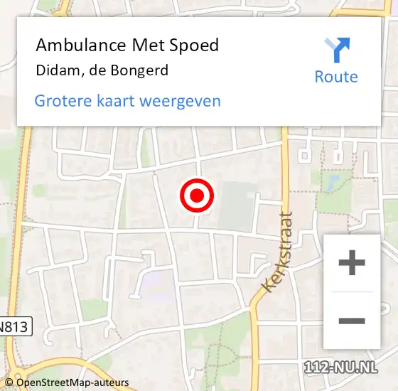 Locatie op kaart van de 112 melding: Ambulance Met Spoed Naar Didam, de Bongerd op 2 november 2021 00:11