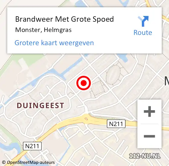 Locatie op kaart van de 112 melding: Brandweer Met Grote Spoed Naar Monster, Helmgras op 2 november 2021 00:25