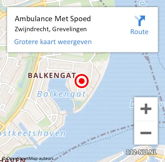 Locatie op kaart van de 112 melding: Ambulance Met Spoed Naar Zwijndrecht, Grevelingen op 2 november 2021 00:56