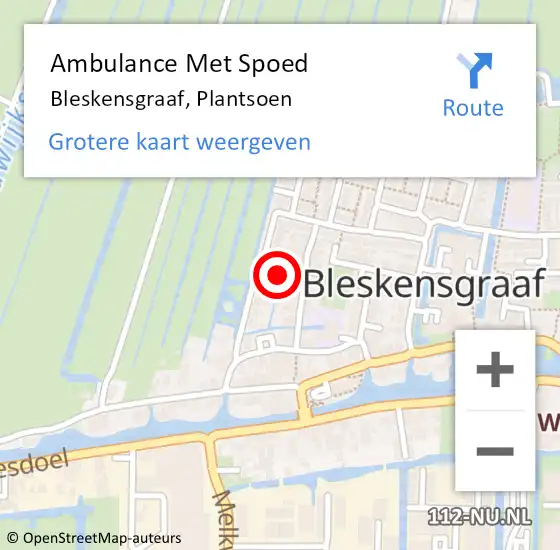 Locatie op kaart van de 112 melding: Ambulance Met Spoed Naar Bleskensgraaf, Plantsoen op 2 november 2021 01:54