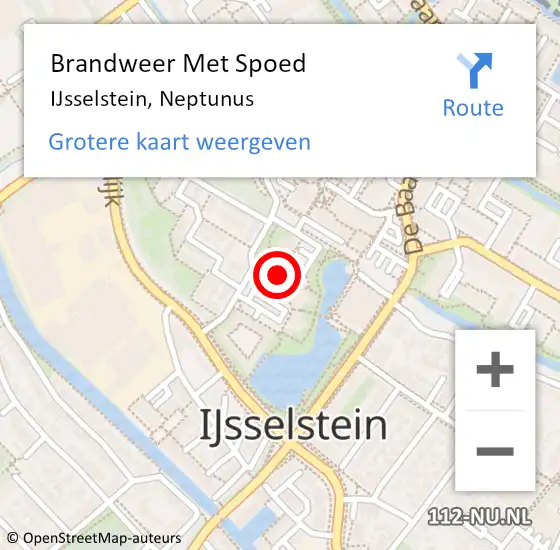 Locatie op kaart van de 112 melding: Brandweer Met Spoed Naar IJsselstein, Neptunus op 2 november 2021 01:57