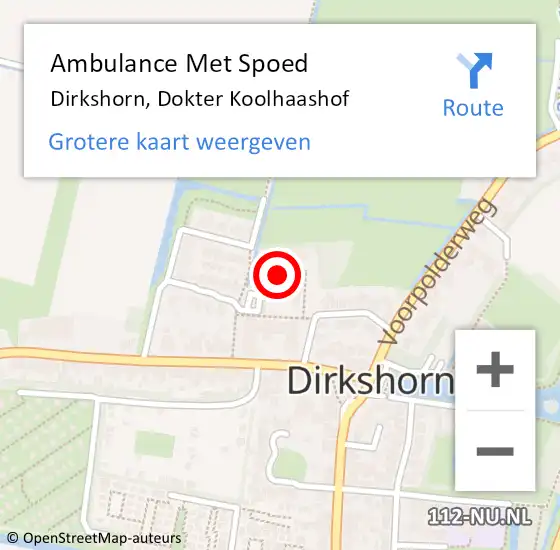 Locatie op kaart van de 112 melding: Ambulance Met Spoed Naar Dirkshorn, Dokter Koolhaashof op 2 november 2021 02:36