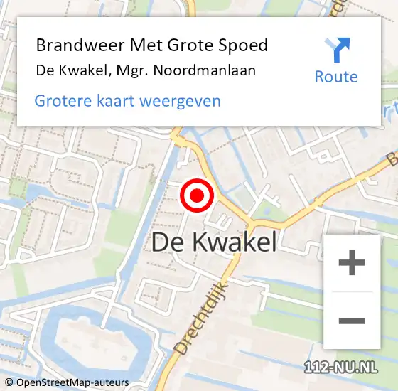 Locatie op kaart van de 112 melding: Brandweer Met Grote Spoed Naar De Kwakel, Mgr. Noordmanlaan op 2 november 2021 05:43