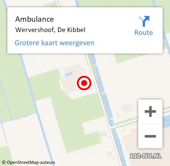 Locatie op kaart van de 112 melding: Ambulance Wervershoof, De Kibbel op 2 november 2021 06:16