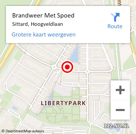 Locatie op kaart van de 112 melding: Brandweer Met Spoed Naar Sittard, Hoogveldlaan op 2 november 2021 06:26