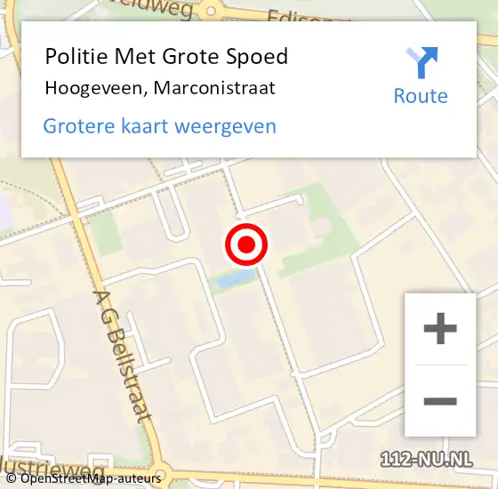 Locatie op kaart van de 112 melding: Politie Met Grote Spoed Naar Hoogeveen, Marconistraat op 2 november 2021 06:44