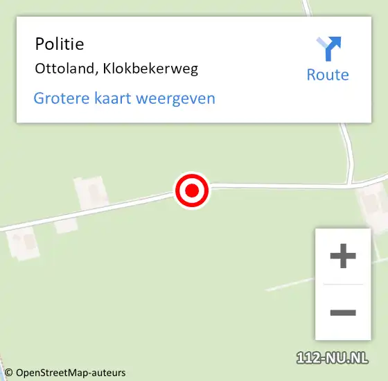 Locatie op kaart van de 112 melding: Politie Ottoland, Klokbekerweg op 2 november 2021 07:29