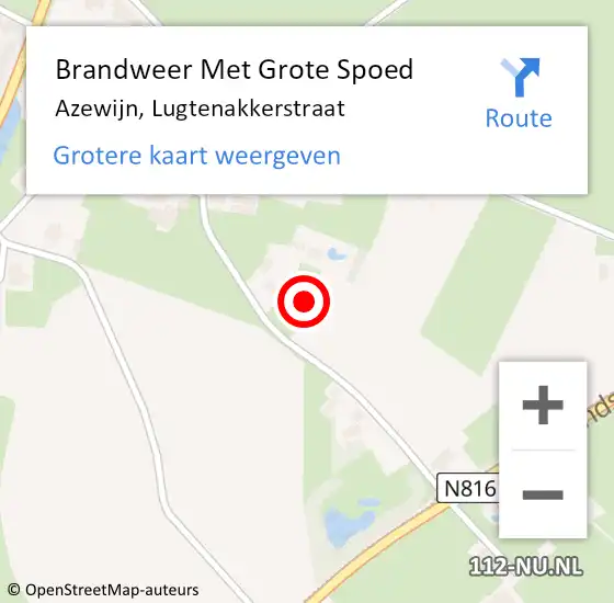 Locatie op kaart van de 112 melding: Brandweer Met Grote Spoed Naar Azewijn, Lugtenakkerstraat op 2 november 2021 07:29