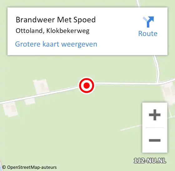 Locatie op kaart van de 112 melding: Brandweer Met Spoed Naar Ottoland, Klokbekerweg op 2 november 2021 07:29