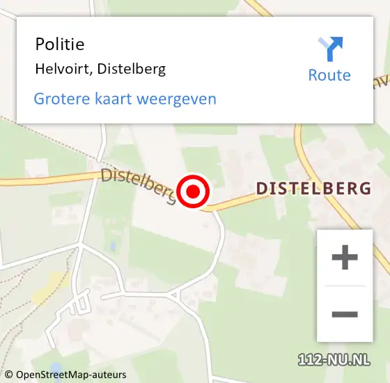 Locatie op kaart van de 112 melding: Politie Helvoirt, Distelberg op 2 november 2021 07:40