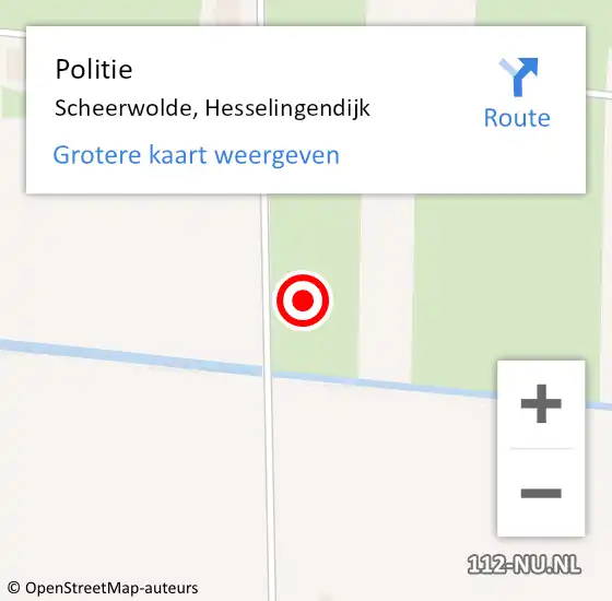 Locatie op kaart van de 112 melding: Politie Scheerwolde, Hesselingendijk op 2 november 2021 07:40