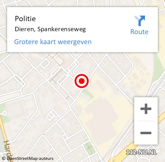 Locatie op kaart van de 112 melding: Politie Dieren, Spankerenseweg op 2 november 2021 07:53