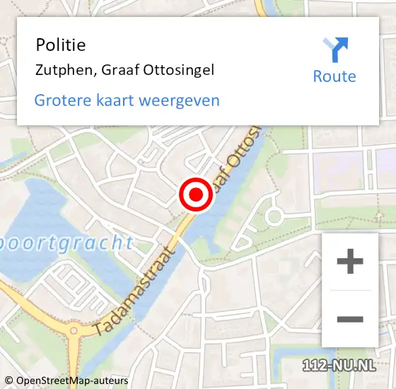 Locatie op kaart van de 112 melding: Politie Zutphen, Graaf Ottosingel op 2 november 2021 07:59
