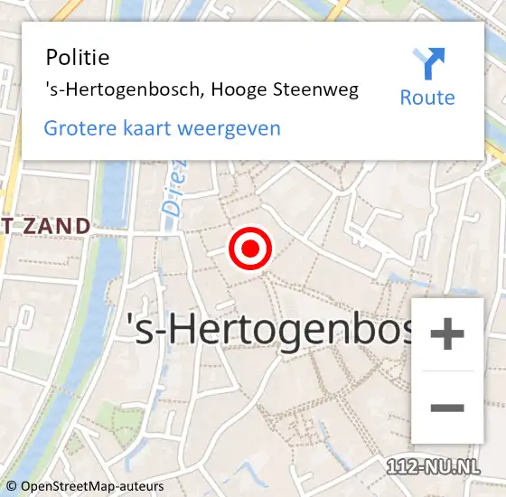 Locatie op kaart van de 112 melding: Politie 's-Hertogenbosch, Hooge Steenweg op 2 november 2021 08:18