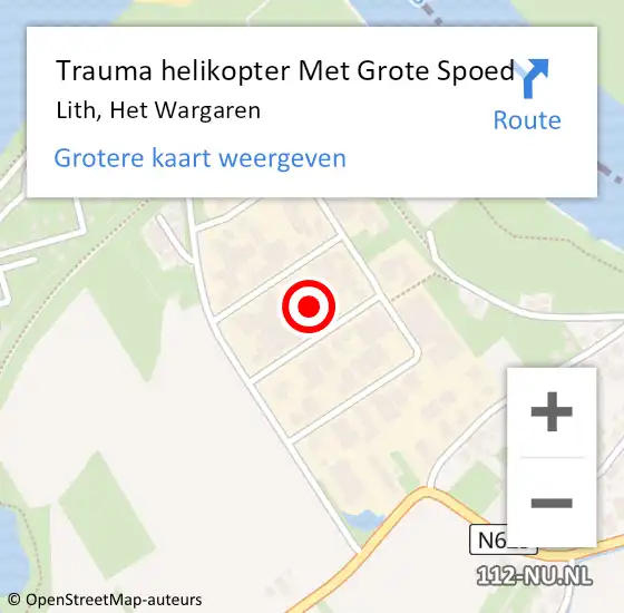 Locatie op kaart van de 112 melding: Trauma helikopter Met Grote Spoed Naar Lith, Het Wargaren op 2 november 2021 08:18