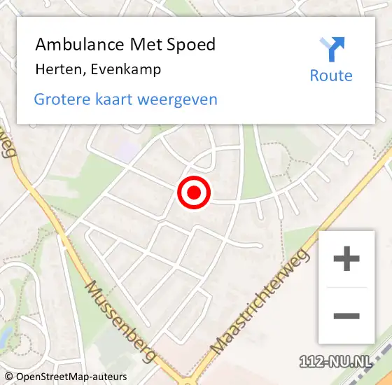 Locatie op kaart van de 112 melding: Ambulance Met Spoed Naar Herten, Evenkamp op 2 november 2021 08:52