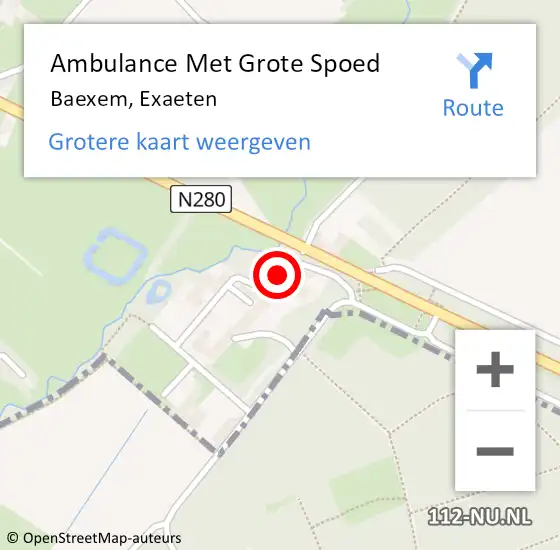 Locatie op kaart van de 112 melding: Ambulance Met Grote Spoed Naar Baexem, Exaeten op 27 juni 2014 22:33