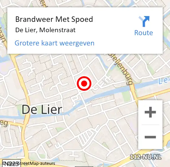 Locatie op kaart van de 112 melding: Brandweer Met Spoed Naar De Lier, Molenstraat op 2 november 2021 09:21