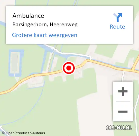 Locatie op kaart van de 112 melding: Ambulance Barsingerhorn, Heerenweg op 2 november 2021 09:45