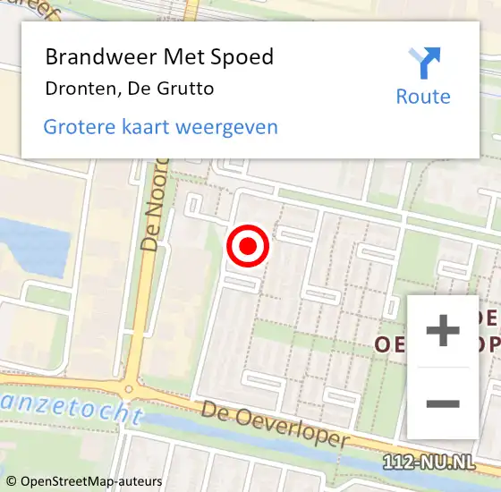 Locatie op kaart van de 112 melding: Brandweer Met Spoed Naar Dronten, De Grutto op 2 november 2021 10:04