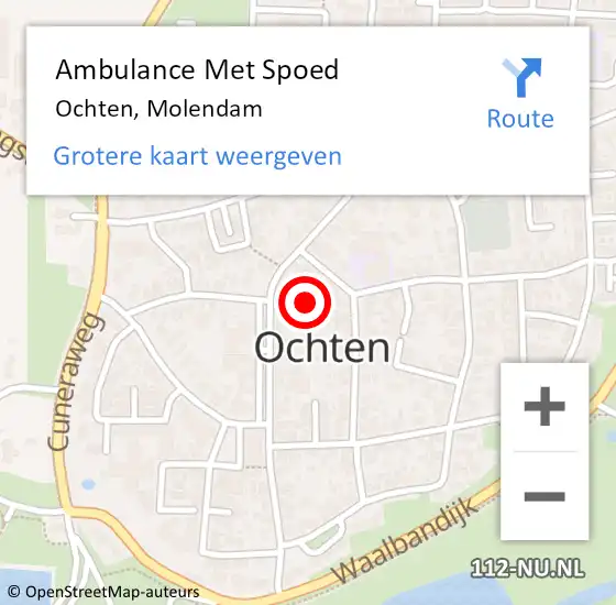 Locatie op kaart van de 112 melding: Ambulance Met Spoed Naar Ochten, Molendam op 2 november 2021 10:04