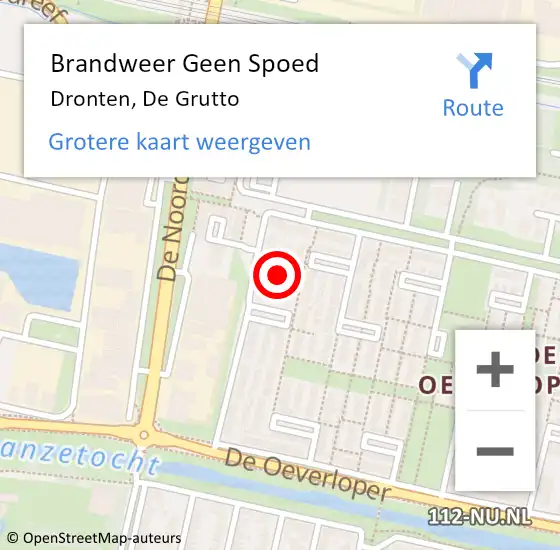 Locatie op kaart van de 112 melding: Brandweer Geen Spoed Naar Dronten, De Grutto op 2 november 2021 10:06