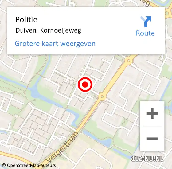 Locatie op kaart van de 112 melding: Politie Duiven, Kornoeljeweg op 2 november 2021 10:10