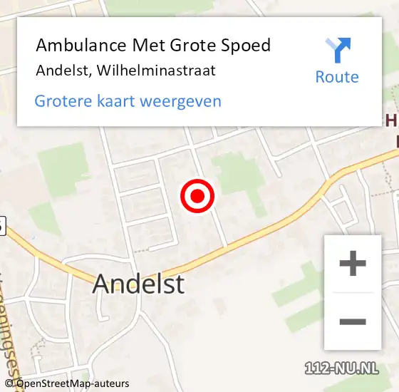 Locatie op kaart van de 112 melding: Ambulance Met Grote Spoed Naar Andelst, Wilhelminastraat op 2 november 2021 10:13