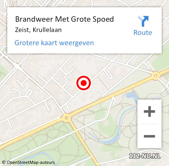 Locatie op kaart van de 112 melding: Brandweer Met Grote Spoed Naar Zeist, Krullelaan op 2 november 2021 10:33