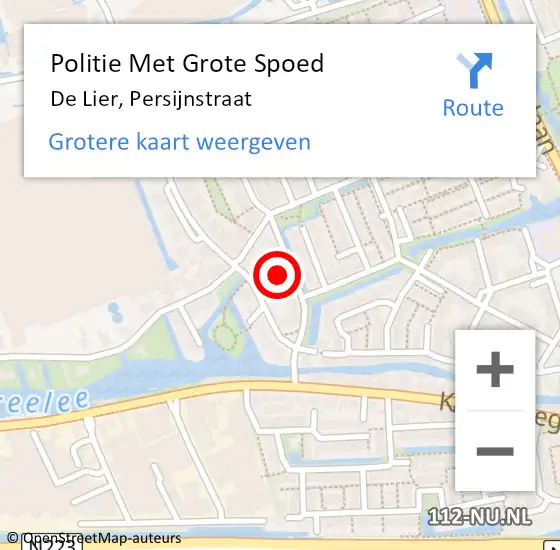 Locatie op kaart van de 112 melding: Politie Met Grote Spoed Naar De Lier, Persijnstraat op 2 november 2021 10:41