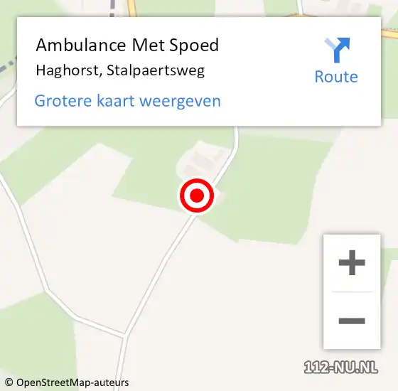 Locatie op kaart van de 112 melding: Ambulance Met Spoed Naar Haghorst, Stalpaertsweg op 27 juni 2014 22:55