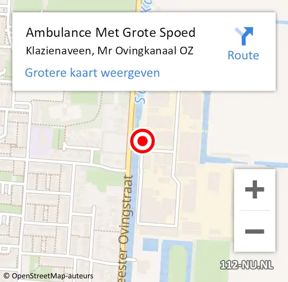 Locatie op kaart van de 112 melding: Ambulance Met Grote Spoed Naar Klazienaveen, Mr Ovingkanaal OZ op 6 oktober 2013 15:00