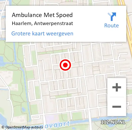 Locatie op kaart van de 112 melding: Ambulance Met Spoed Naar Haarlem, Antwerpenstraat op 2 november 2021 10:57