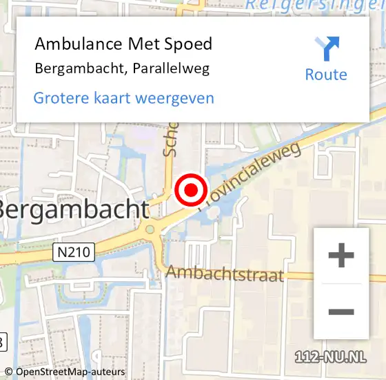 Locatie op kaart van de 112 melding: Ambulance Met Spoed Naar Bergambacht, Parallelweg op 2 november 2021 11:33