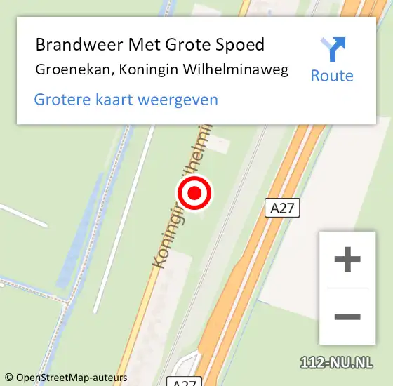 Locatie op kaart van de 112 melding: Brandweer Met Grote Spoed Naar Groenekan, Koningin Wilhelminaweg op 2 november 2021 11:45