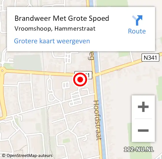 Locatie op kaart van de 112 melding: Brandweer Met Grote Spoed Naar Vroomshoop, Hammerstraat op 2 november 2021 11:59