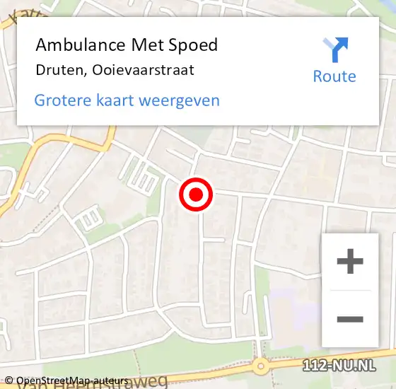 Locatie op kaart van de 112 melding: Ambulance Met Spoed Naar Druten, Ooievaarstraat op 2 november 2021 12:05