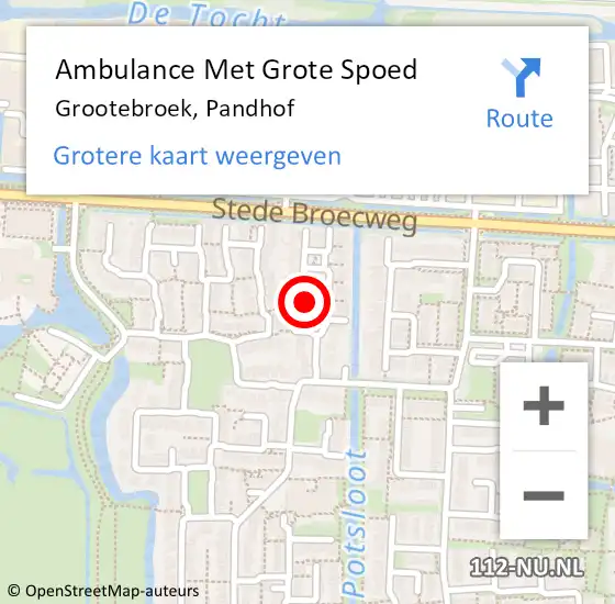 Locatie op kaart van de 112 melding: Ambulance Met Grote Spoed Naar Grootebroek, Pandhof op 2 november 2021 12:07